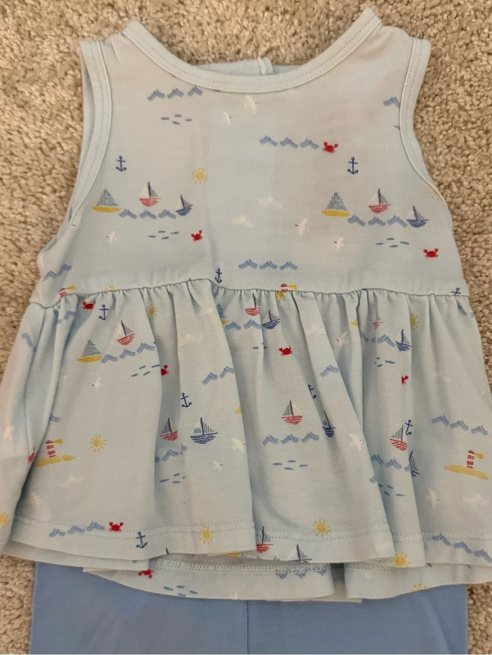 NWOT Magnetic Me Light Blue Sailboat Tank & Bike Shorts Set